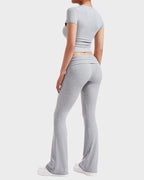 Women's 2-Piece Lounge Set: Tops & Flare Pants