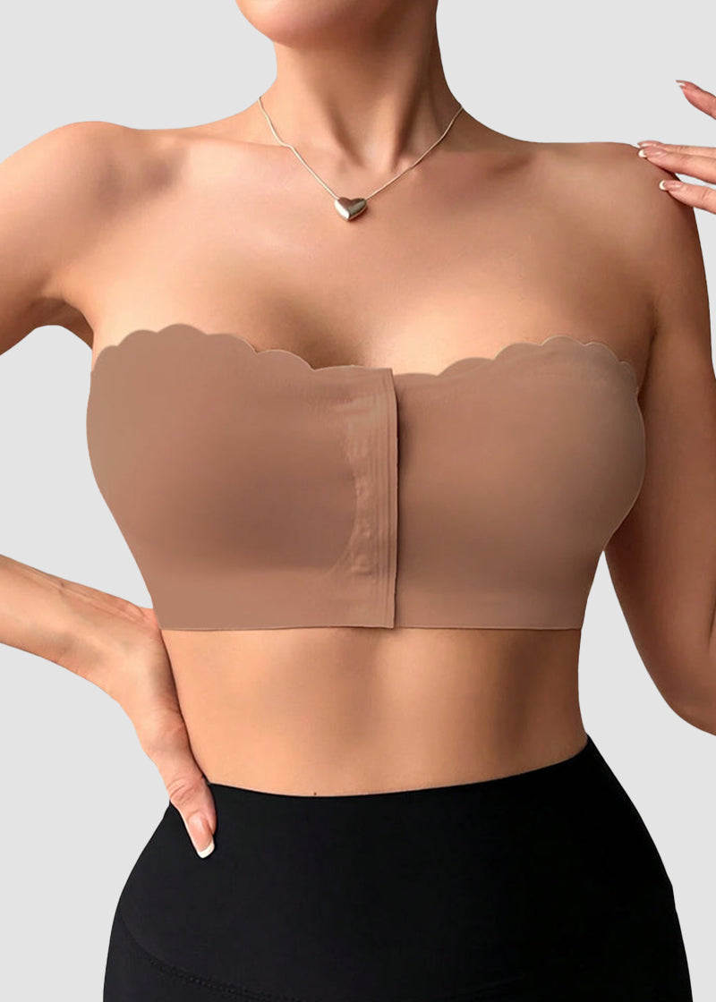 Strapless Front Closure Leopard Print Bra