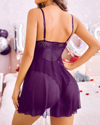 Womens Lace Bodysuit Teddy Chemise Sexy Nighty Mesh Sleepwear