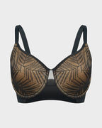 Leaf Pattern Lace Full Coverage Unlined Push Up Bra