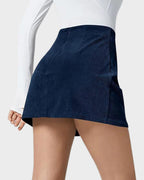 2-in-1 High Waisted Corduroy A-Line Skirt