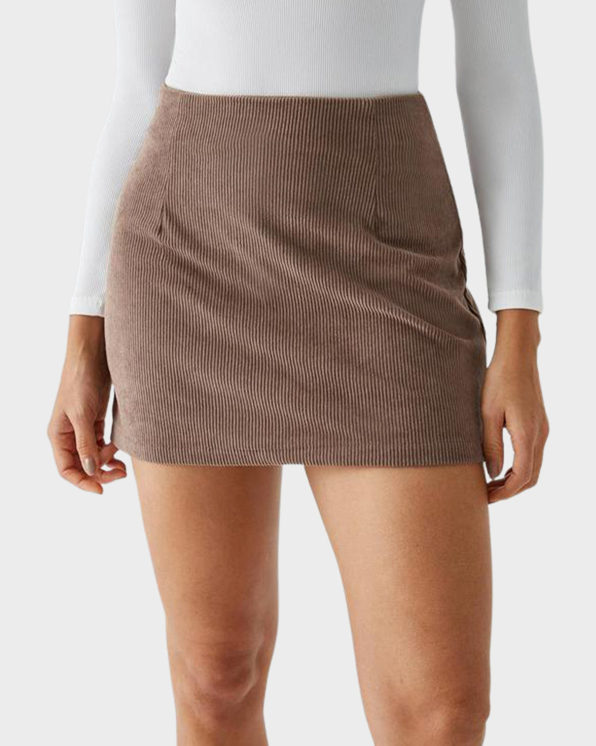 2-in-1 High Waisted Corduroy A-Line Skirt Main image