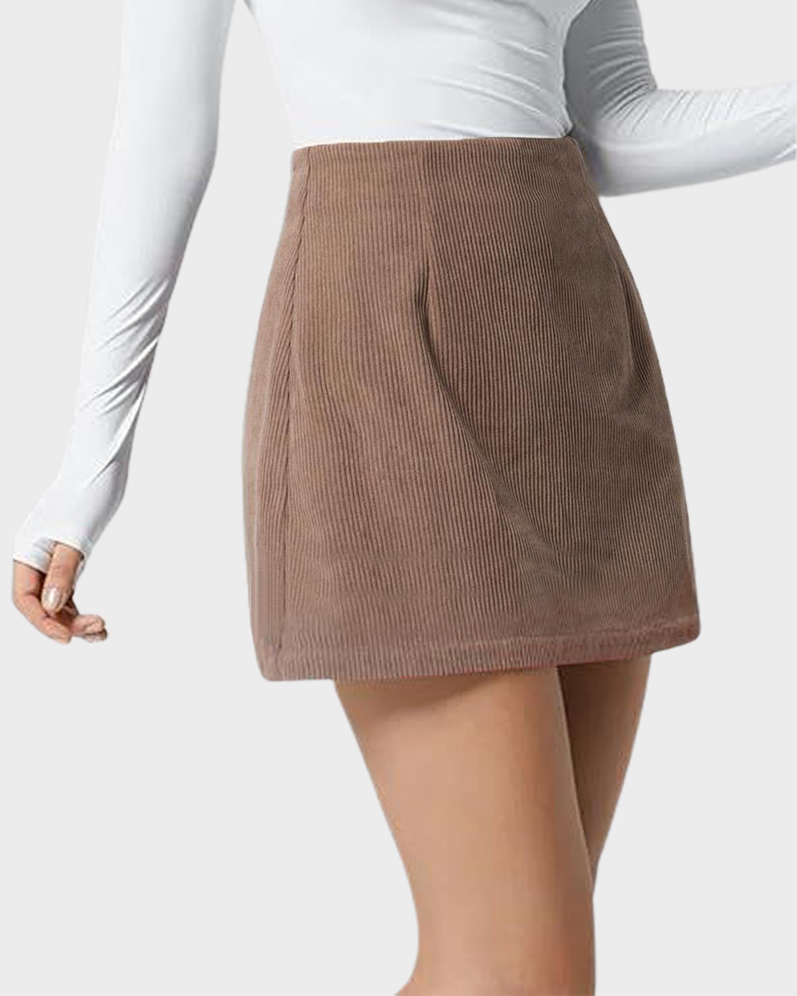 2-in-1 High Waisted Corduroy A-Line Skirt Secondary image