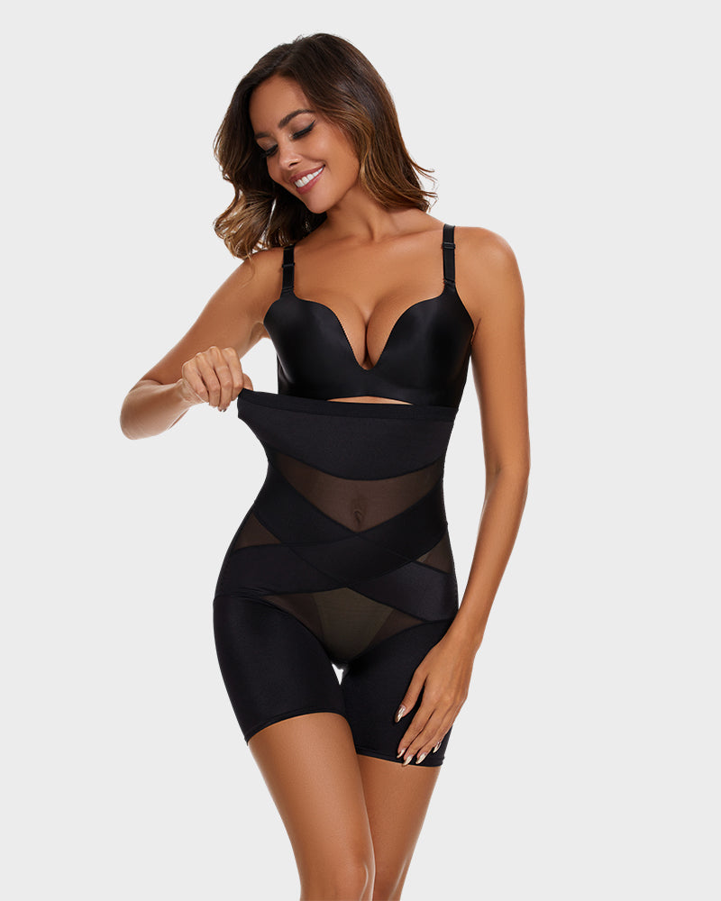 High Waist Cross Compression Mid-Thigh Shaping Shorts（2pcs ） Main image