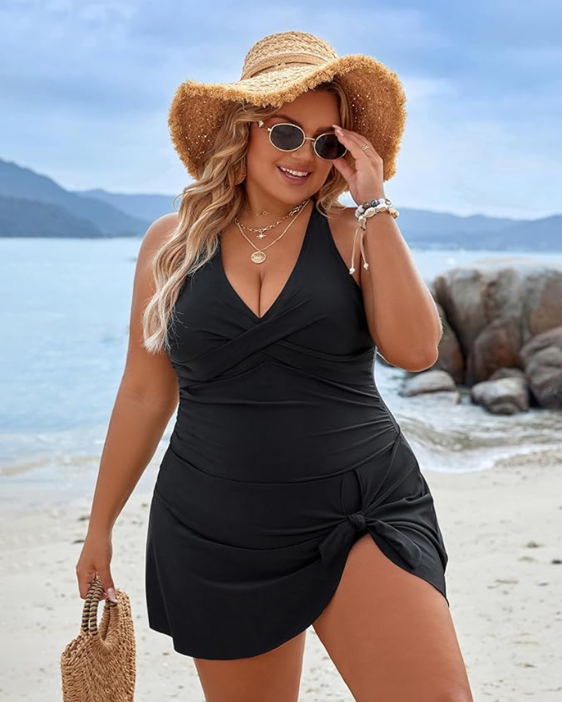 Plus Size One Piece Swim Dress Swimsuit Tummy Control Bathing Suits Main image