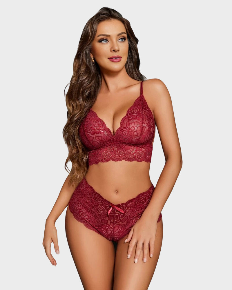 3-Piece Sheer Floral Lace Sleepwear Set Secondary image