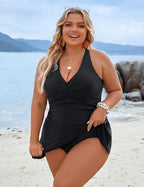 Plus Size One Piece Swim Dress Swimsuit Tummy Control Bathing Suits
