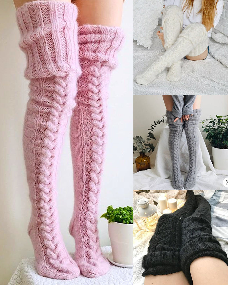 Warm Cable Knit Over-Knee Socks Main image