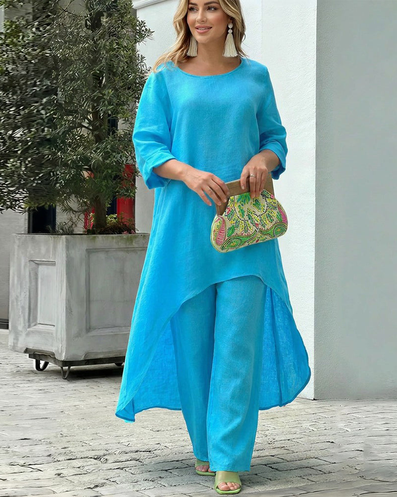 Asymmetric Cotton Loose Two-Piece Set Main image