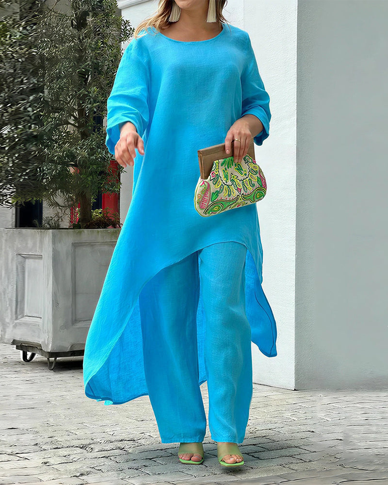 Asymmetric Cotton Loose Two-Piece Set Secondary image