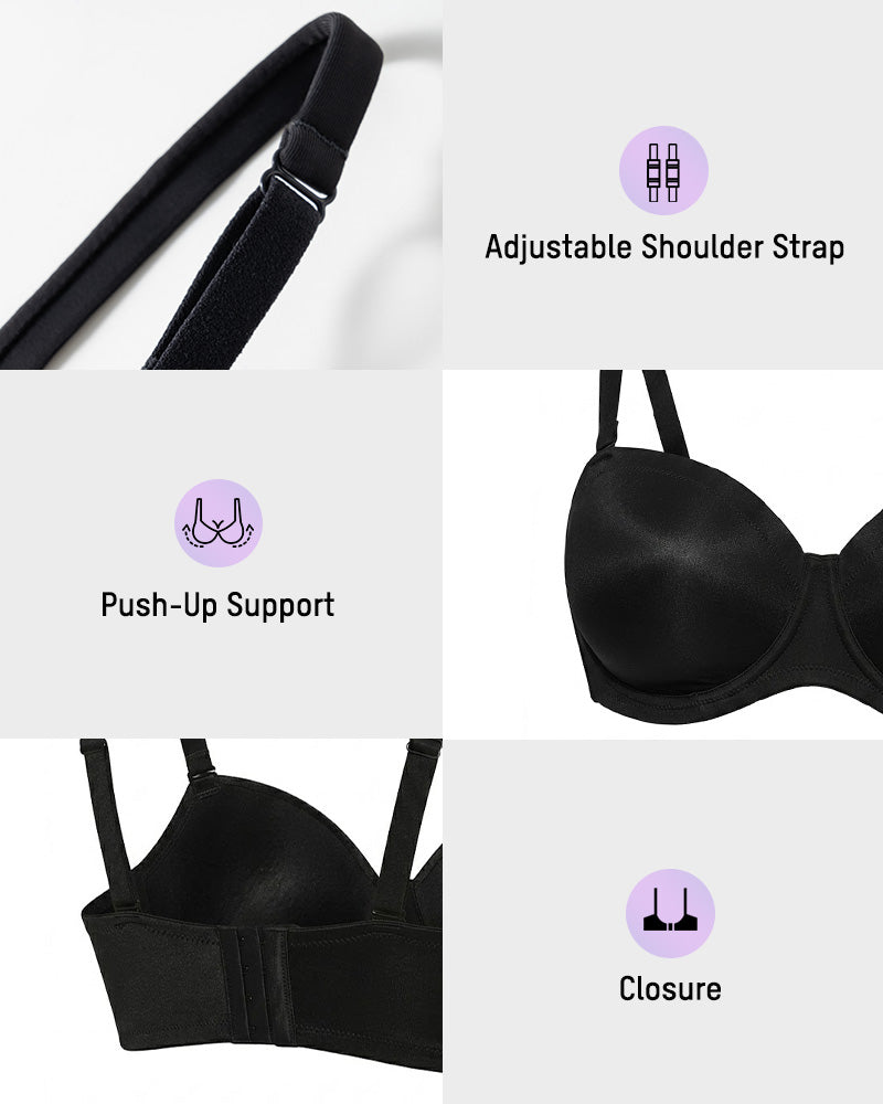 Comfort Push Up Unlined Bra with Removable Straps