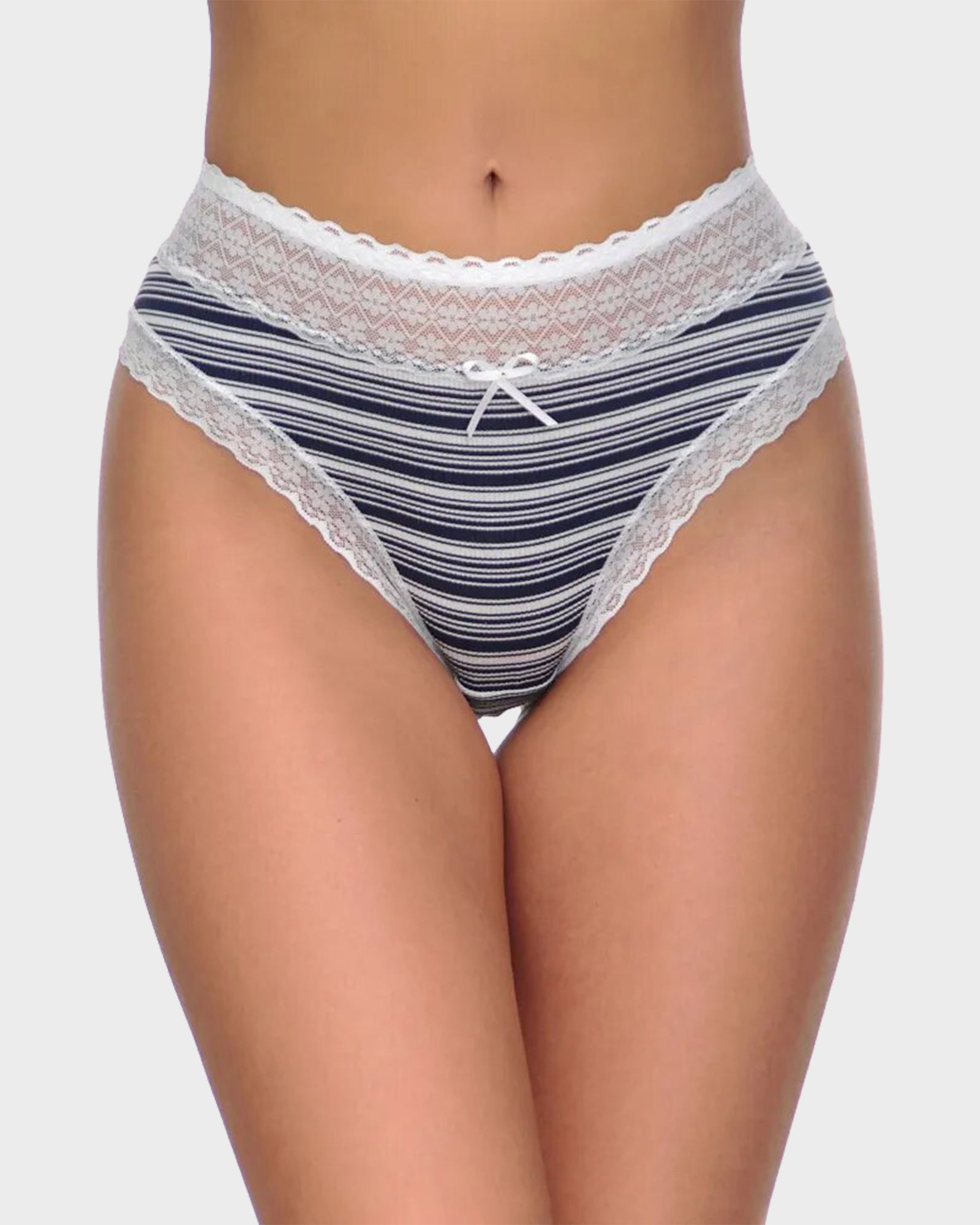 Cotton Seamless Printed Lace Stripe Briefs (5 Pack) Secondary image