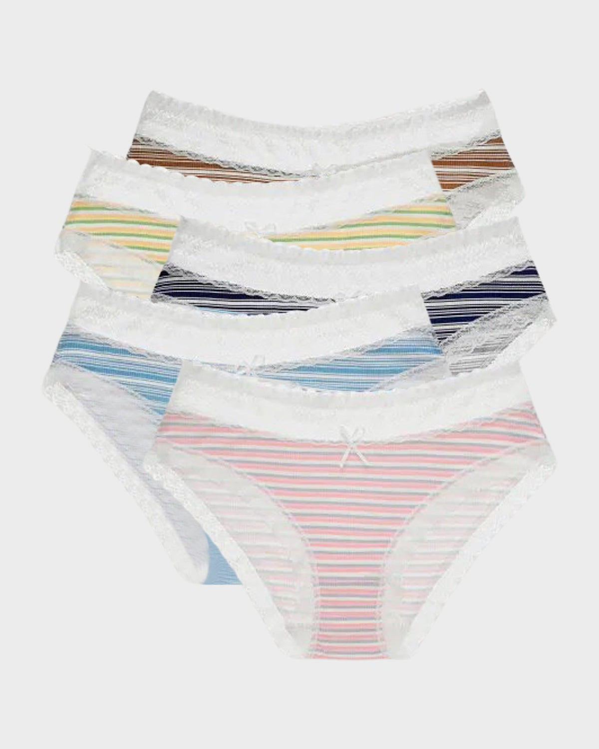 Cotton Seamless Printed Lace Stripe Briefs (5 Pack) Main image