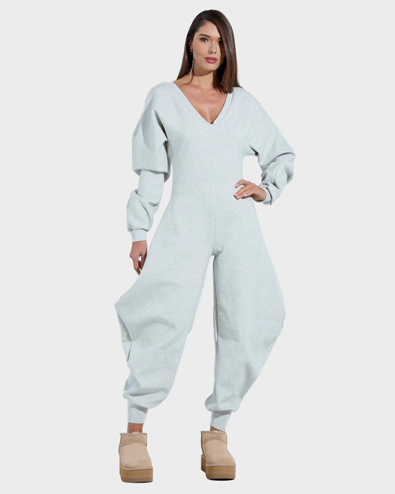 Cozy Deep V Sweatshirt Jumpsuit Main image