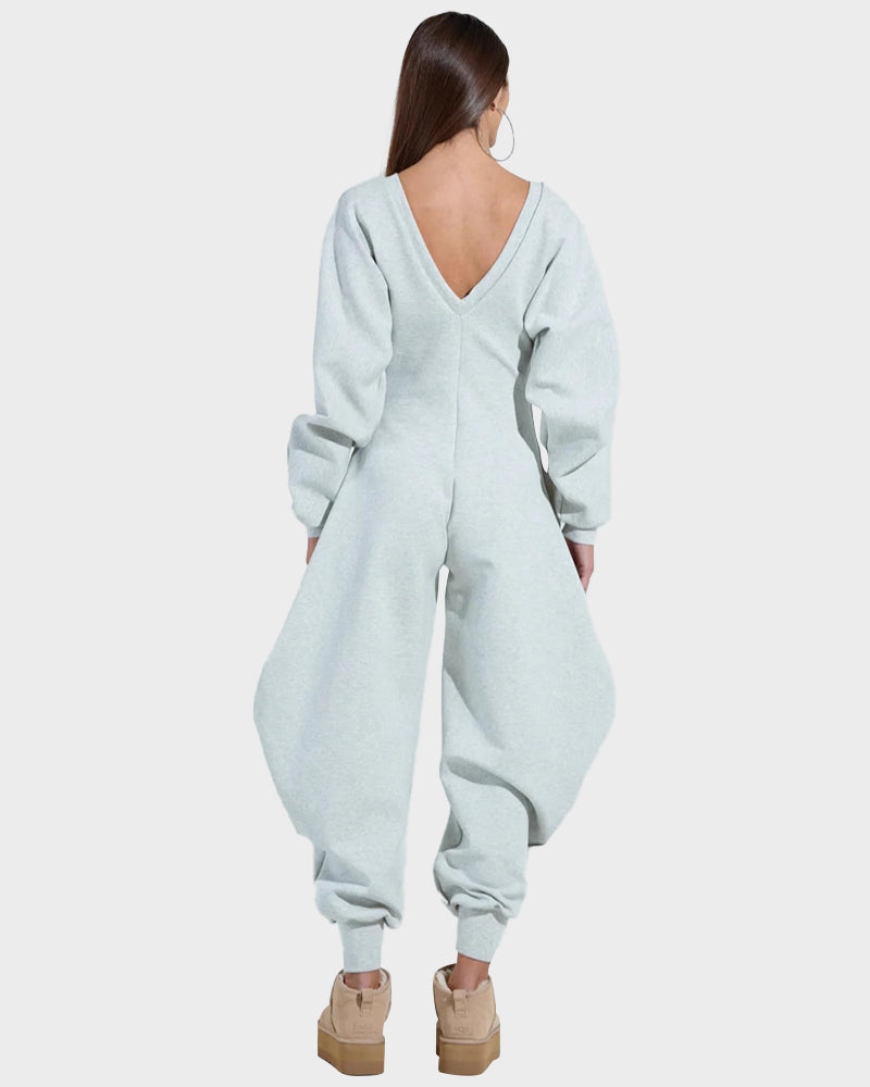 Cozy Deep V Sweatshirt Jumpsuit Secondary image