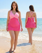 Deep V Cross-Back Ruched One-Piece Swimsuit