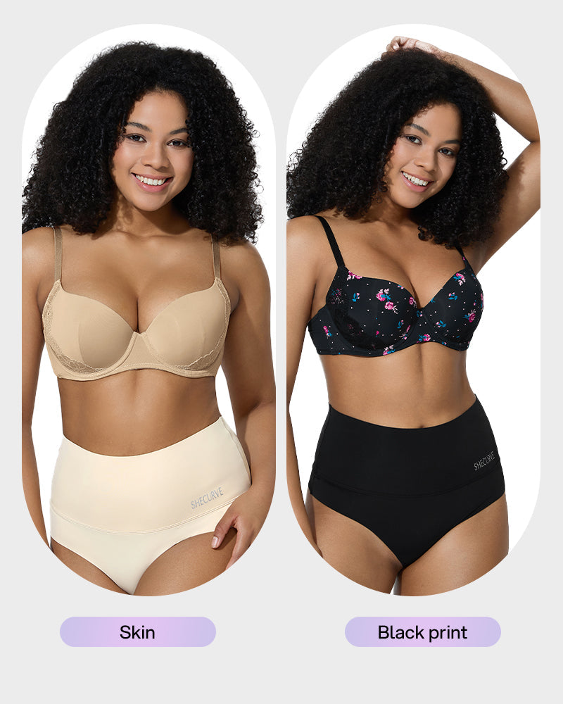 Deep V Lace Trim Full Coverage Push Up Bra Secondary image