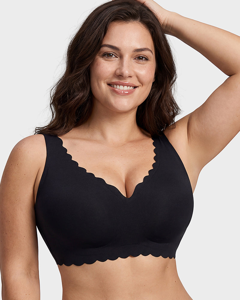 Deep V Seamless Scalloped Wireless Lift Bra