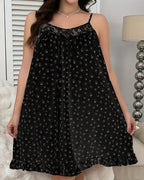 Ditsy Floral Lace-Trimmed Cami Sleep Dress