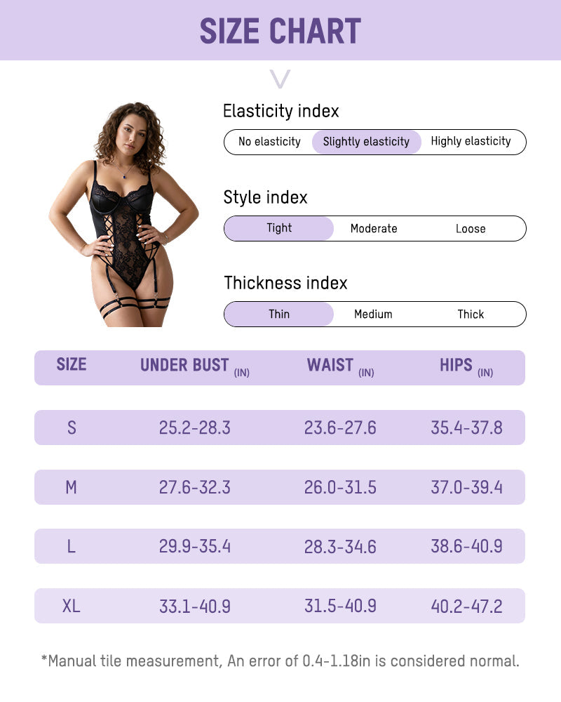 Faux Leather Lace Corset Bodysuit with Garter