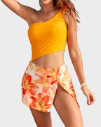 Floral One-Shoulder Cut-Out Swimdress