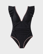 Floral V-Neck Tummy Control One-Piece Swimsuit