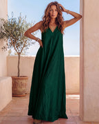 Flowy Boho V-Neck Halter Maxi Dress