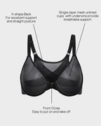 Front Closure Mesh Support Bra