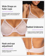 Full Coverage Lace Minimizer Bra - Petal