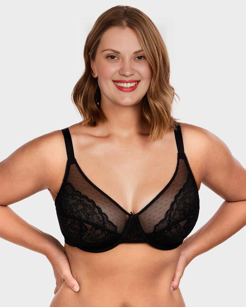 Full Coverage Lace Minimizer Bra - Petal Main image