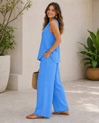 Halter V-Neck Two-Piece Set