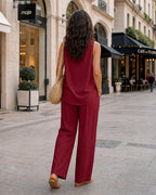 Halter V-Neck Two-Piece Set
