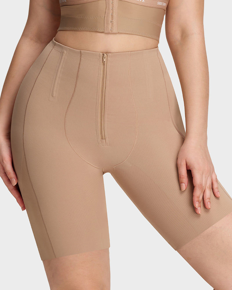 High-Waist Zip-Up Shaping Shorts Main image