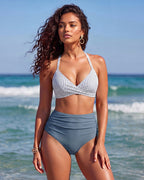 High-Waisted Tummy Control Mesh Bikini Set
