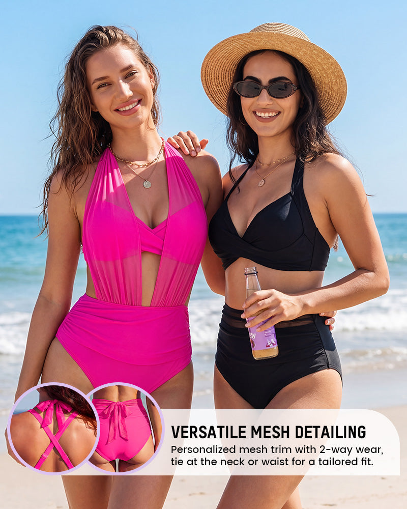 High-Waisted Tummy Control Mesh Bikini Set Secondary image