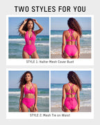 High-Waisted Tummy Control Mesh Bikini Set