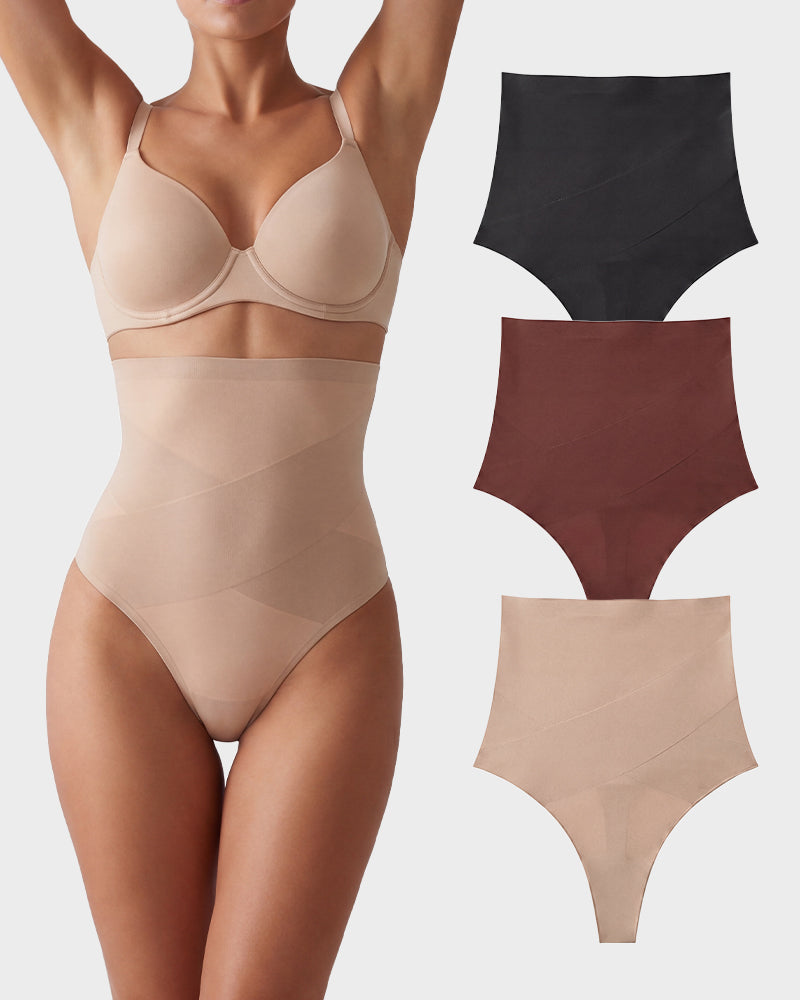 High Waist Mesh Tummy Control Thong(3 Pack) Secondary image