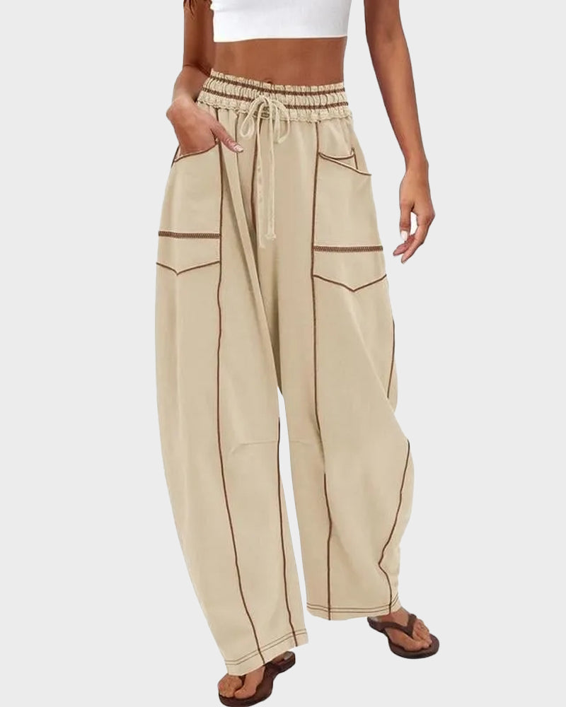 Hip Hop Patchwork Baggy Wide Leg Pants with Pockets Main image
