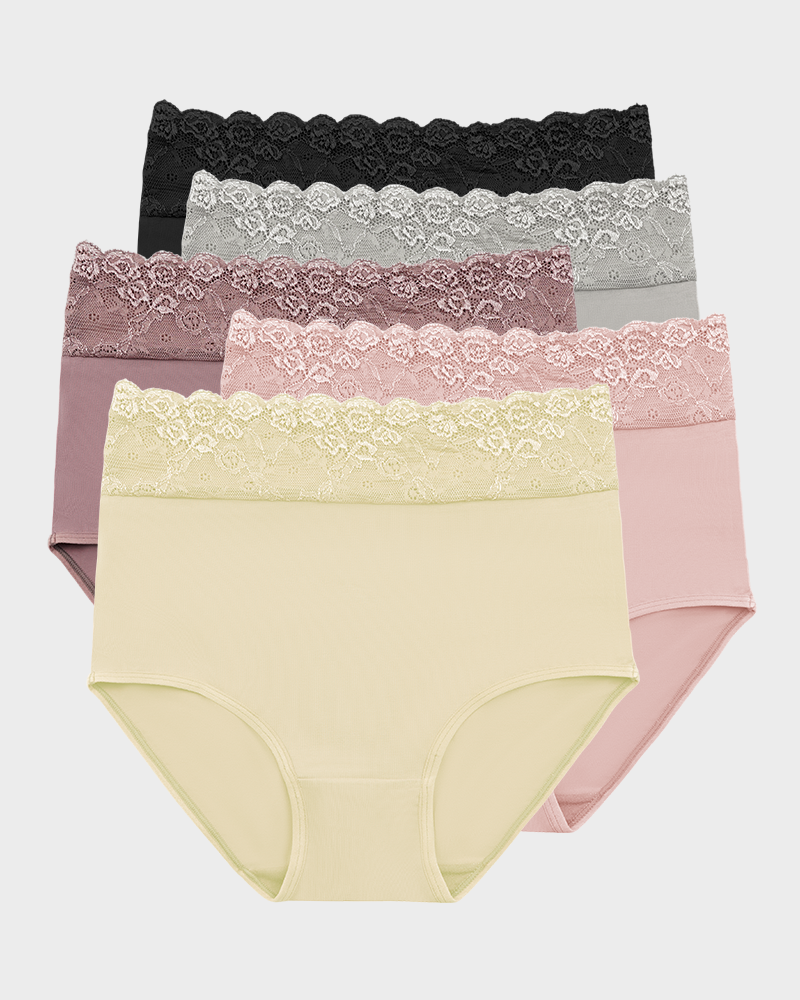 Lace Trim Cotton Hipster Panties (5 Pack) Main image