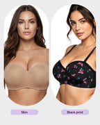 Lace Trim Molded Cup Underwire Bra with Removable Straps