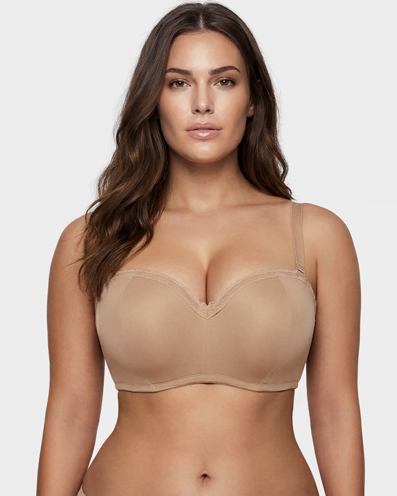 Lace Trim Molded Cup Underwire Bra with Removable Straps