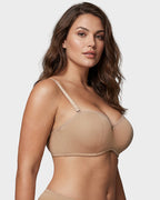 Lace Trim Molded Cup Underwire Bra with Removable Straps