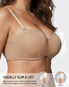 Lace Trim Molded Cup Underwire Bra with Removable Straps