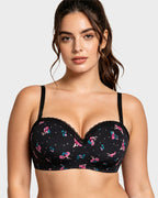 Lace Trim Molded Cup Underwire Bra with Removable Straps