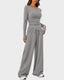 Long Sleeve Tee & Wide Leg Pants 2 Piece Lounge Set