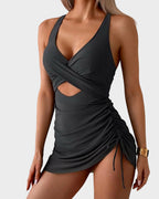 Mesh Cutout Tummy Control One-Piece Swimdress