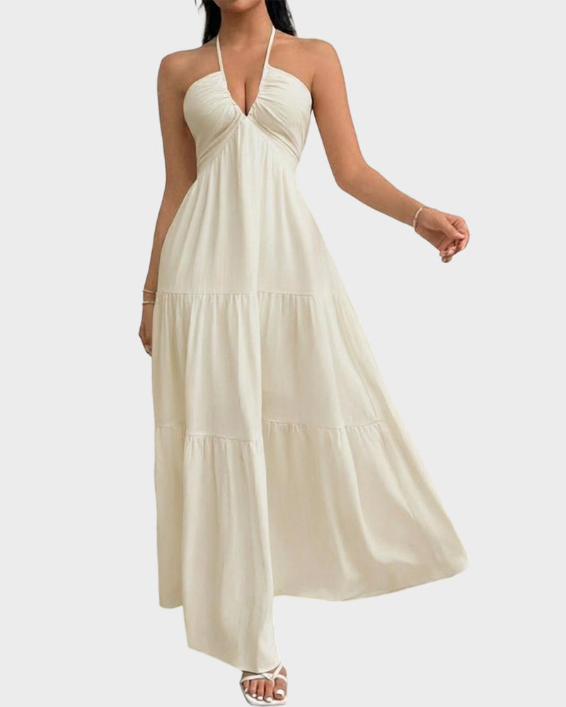 Minimalist Sleeveless Open-Back Halter Maxi Dress Main image