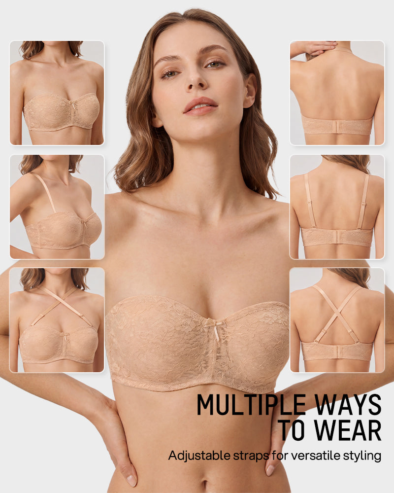 No Slip Strapless Lace Push Up Bra Secondary image