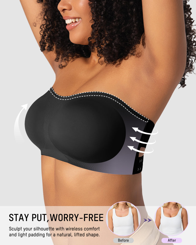 Non-Slip Crossover Side Hook Bandeau Bra