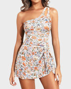 One-Shoulder Tummy Control Swim Dress